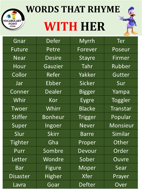 What Are Some Words That Rhyme With Her at Roger Burgess blog