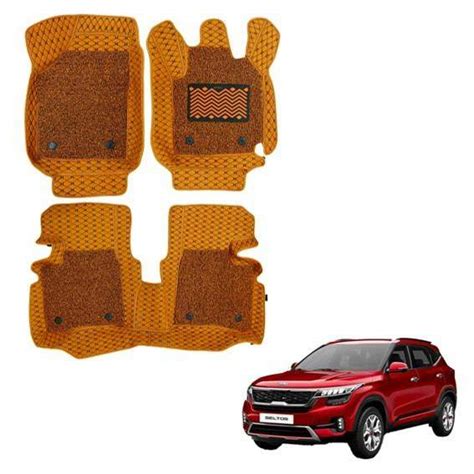 Kia Seltos Premium Floor Mats - Tan Colour | DriveStylish
