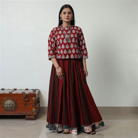 Buy Handmade Bagh Block Print Skirts for Women | iTokri – iTokri आई.टोकरी