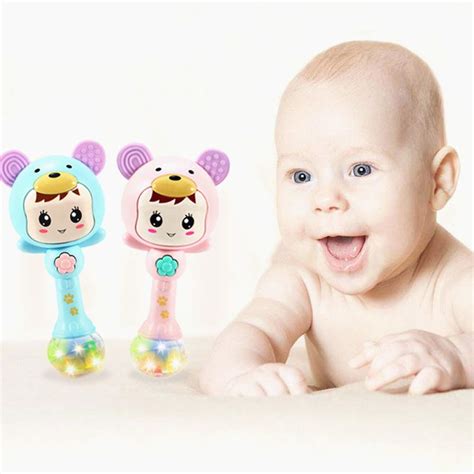 BEESCLOVER Cute Cartoon Shape Rattle Stick Teether Educational Toy for ...
