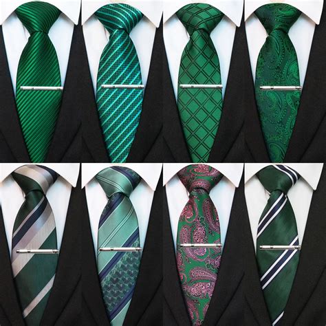 JEMYGINS Men Green Ties Striped Tie Paisley Silk Wedding Tie For Men ...
