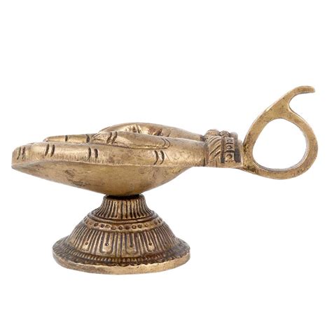 Brass Oil Lamp Two Hands Holding Oil Lamp With Handle