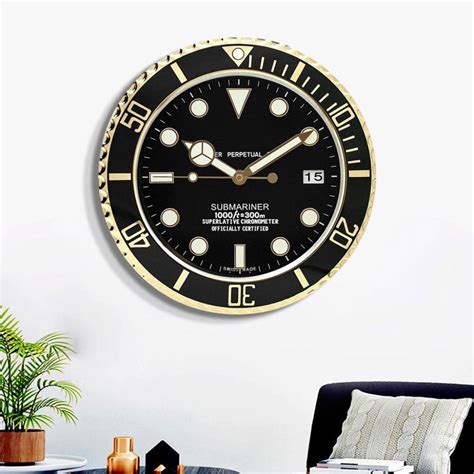 FunkyTradition Luxury Black Golden Submariner Stainless Steel Wall Clo