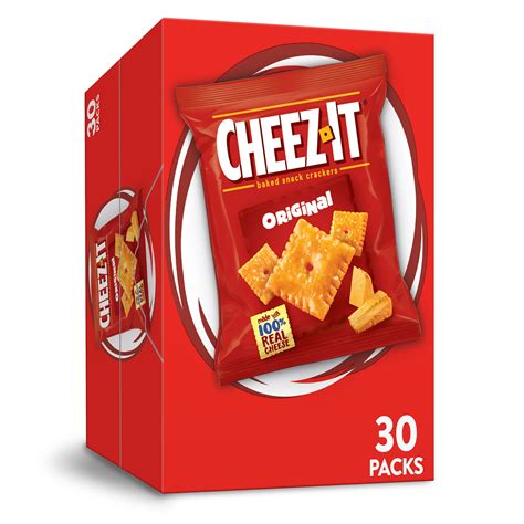 Cheez-It Baked Snack Cheese Crackers, Original, Single Serve, 30ct 30oz ...
