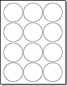 2.5" Round White Adhesive Labels - 12 per Sheet - Printable with Inkjet ...