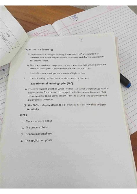 EECM 311 Experiential Learning Cycle (ELC) Training Notes - Studocu