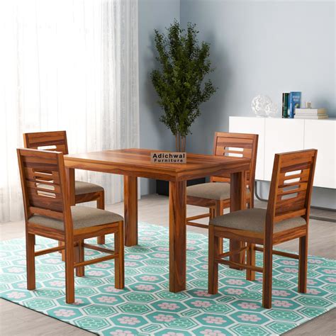Adichwal Furniture Solid Sheesham Wood 4 Seater Dining Set Dining Table ...