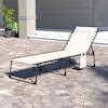 VEIKOUS Stackable Cream White Steel Frame Stationary Chaise Lounge ...