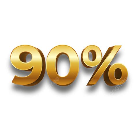 90 Percent 3d Gold Number Text Clipart PNG, Vector, PSD, and Clipart ...
