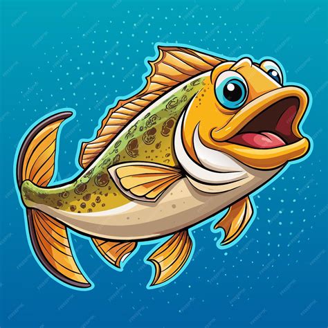 Premium Vector | A cartoon fish with a big mouth and the word fish on it