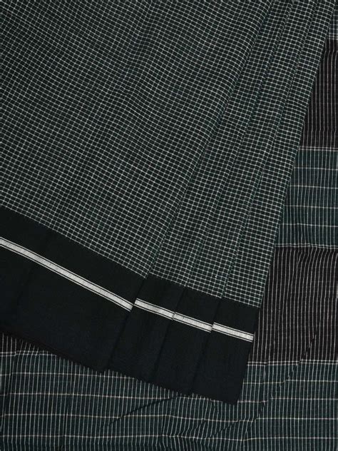 Dark Green ilkal Cotton Handloom Saree with Checks Design No Blouse o0 ...