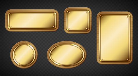 Gold name plates with wooden frame and screws 14779044 Vector Art at ...
