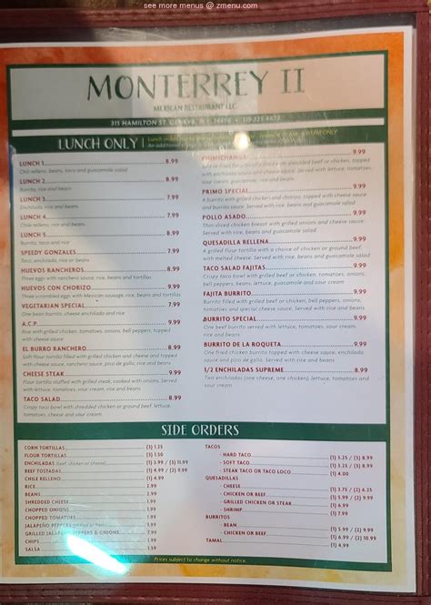 Online Menu of Monterrey Mexican Grill Restaurant, Waterloo, New York ...