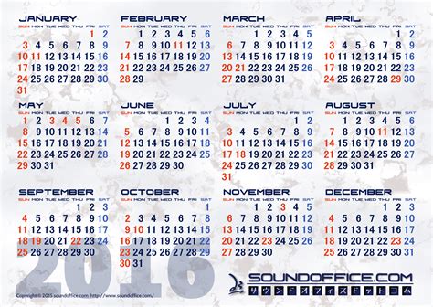 年間カレンダー 2016年/平成28年 : 【2016年】オシャレな年間カレンダーテンプレート《印刷, 無料,ダウンロード,フリー,平成28年 ...