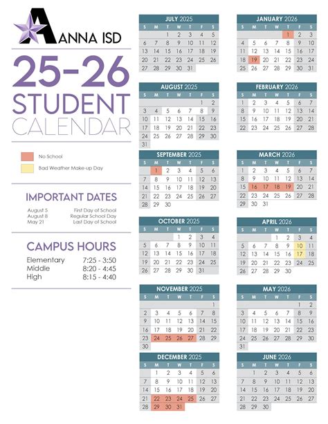 The 2025-2026 Anna ISD Student Calendar is Here | News Details