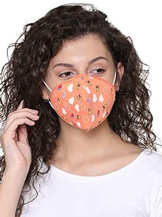 Clovia Reusable 3 Layer Dome Fit Reversible Face Mask-Pack of 1 Orange ...