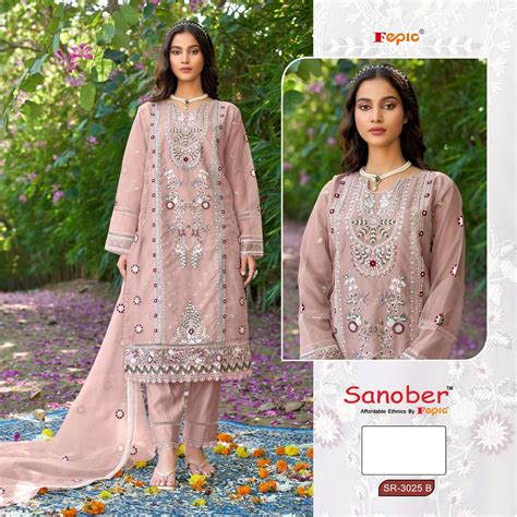 FEPIC SANOBER SR 3025 ORGANZA EMBRIDERY DESIGNER PAKISTANI SUITS ...