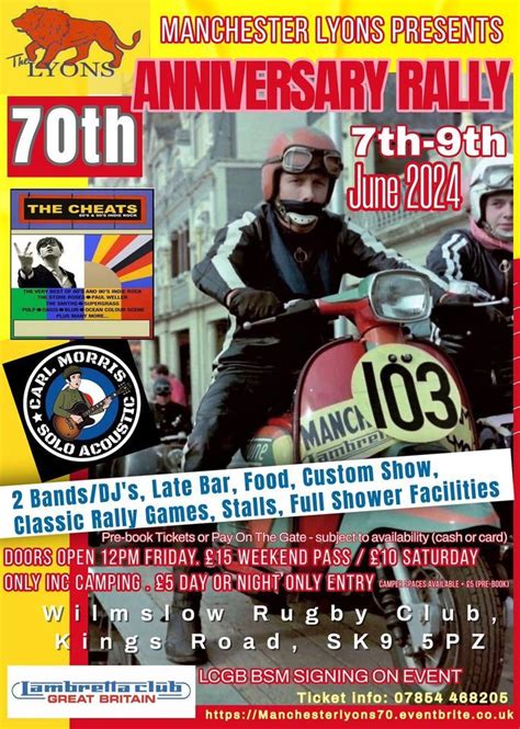 Manchester lyons 70 th anniversary rally , Wilmslow Rugby Club, 7 June ...