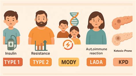 Comparing Diabetes Types: T1D, T2D, MODY, LADA, and KPD