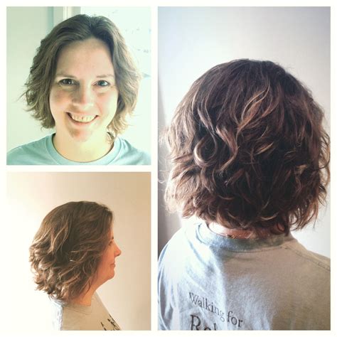 Spiral perm on bob length hair peach and orange rods | Short hair ...