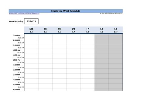 Employee Schedule Template - Free Work Schedule [PDF, Excel]
