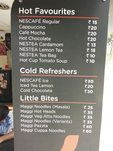 Menu at NESCAFÉ, Ferozepur Cantt