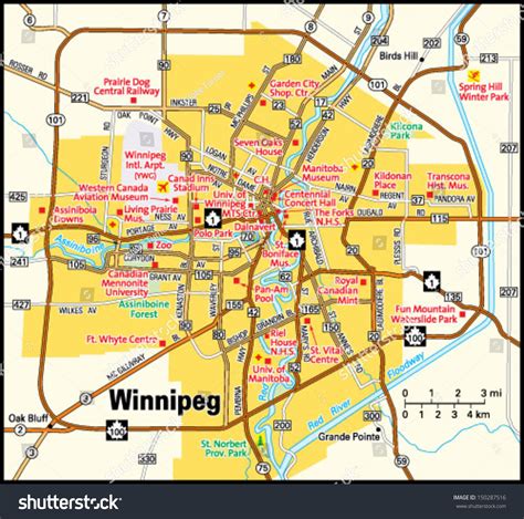 Winnipeg Manitoba Area Map Stock Vector (Royalty Free) 150287516 ...