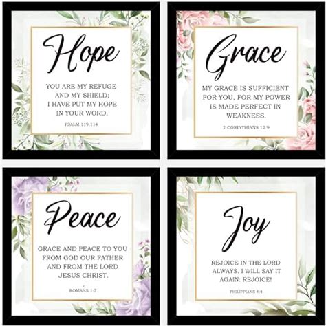 AR Creative HOPE, GRACE, PEACE, JOY - Bible Verse Wall Art, Bible ...