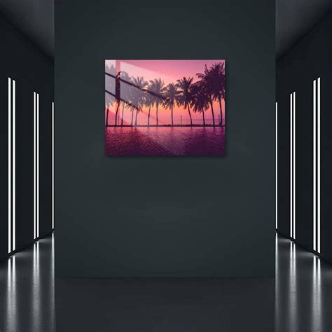 Buy PRN102JYXA Sunset with silhouette Palm trees Pastel Style Acrylic ...