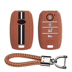 Keyzone® Striped Silicone Key Cover & Keychain Compatible for Kia ...