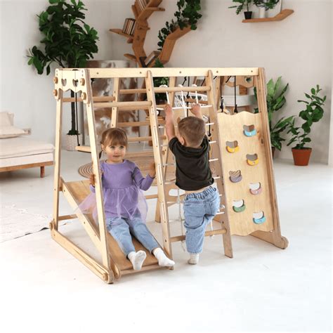 6in1 Indoor Jungle Gym for Toddler: Playground + Swings Set + Slide Bo