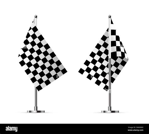 Black and white crossed race flags vector illustration. 3D realistic ...