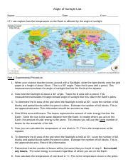 Image result for Angle of Sunlight Lab