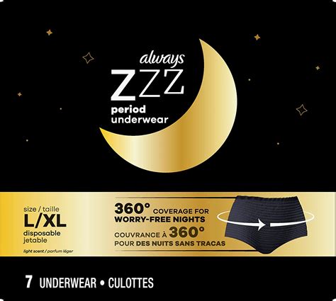 Always, ZZZs Overnight Disposable Period Underwear For Women, Large/X ...