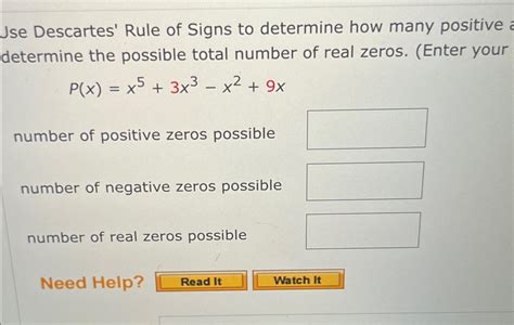 Solved Use Descartes' Rule of Signs to determine how many | Chegg.com