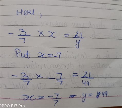 Express -3/7 as a rational number with numerator 21 - Brainly.in