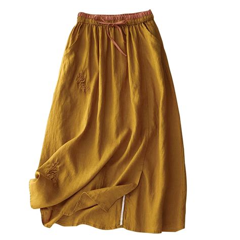 NoeCare Womens Summer Skirts with Pockets Casual Linen Skirt Trendy ...