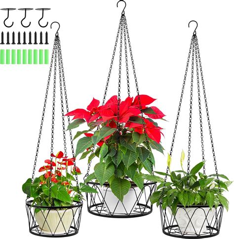 Kalolary 3PCS Metal Plant Hanger, Hanging Plant Shelf Modern Plant ...