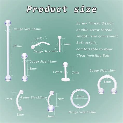 Piercing Retainer 30PC Clear Set - Bioflex Plastic Lip Ear Nose Septum ...