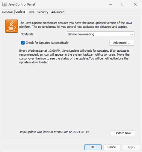 Image result for Java Control Panel Update