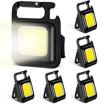 6 Pack COB Small Flashlights Bright Rechargeable Keychain Mini ...