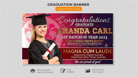 Ein Banner, auf dem Glückwunsch zum Abschluss steht | Premium-PSD-Datei