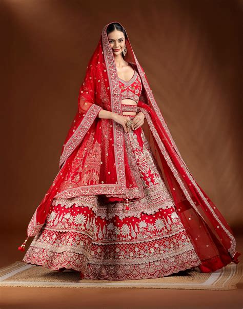 Mehel Ki Maharani Layered Silk Embroidered Bridal Lehenga Set – Roopkala
