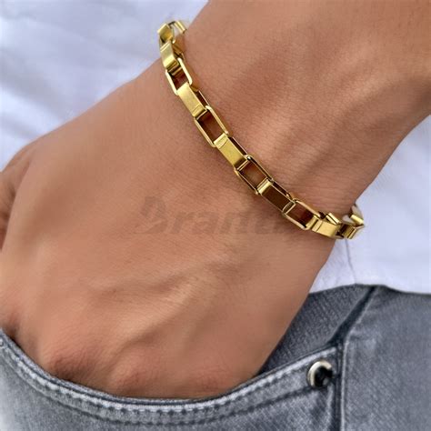Buy Gold Plated Square Link Bracelet (8 Inch) - Branta – Brantashop