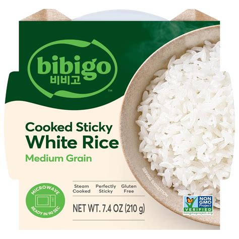 Amazon.com: Bibigo Cooked Sticky White Rice, Medium Grain, Microwavable ...