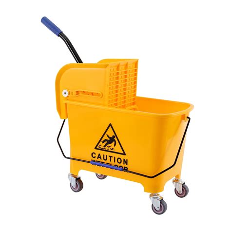 Side Press Mop Bucket with Wringer on Wheels, Down Press Wringer with ...