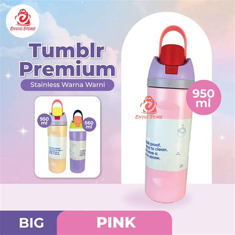 (BIG) Tumblr Premium Stainless Warna Warni 950ml (2378) - PINK (Botol ...