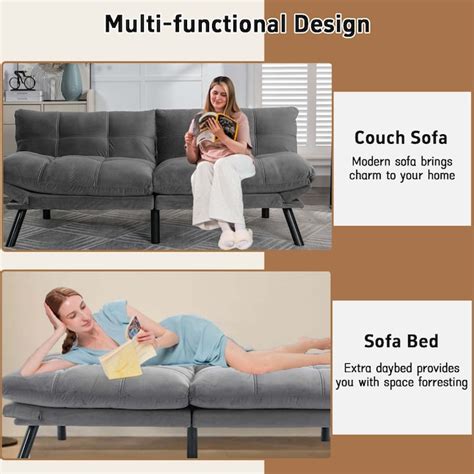 Sunrinx Light Gray Contemporary/Modern Twin Sofa bed in the Futons ...