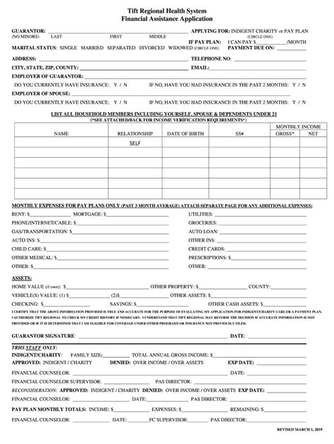 2019 Form GA Tift Regional Health System Financial Assistance ...