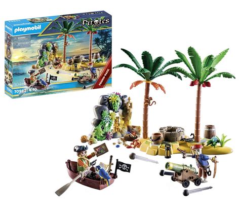 Amazon.com: Playmobil Pirate Treasure Island with Rowboat : Toys & Games